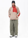 Men's Faux Sherpa Fleece Pullover & Urban Street Style Freerider Baggy Snow Pants Set
