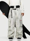 Men's Functional Street Utility Belt Cargo Multi Pocket Baggy Snow Pants