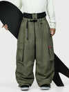 Men's Functional Street Utility Belt Cargo Multi Pocket Baggy Snow Pants