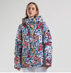 Women's SMN Mountain Aventure Fashion Print Waterproof Snowboard Jacket