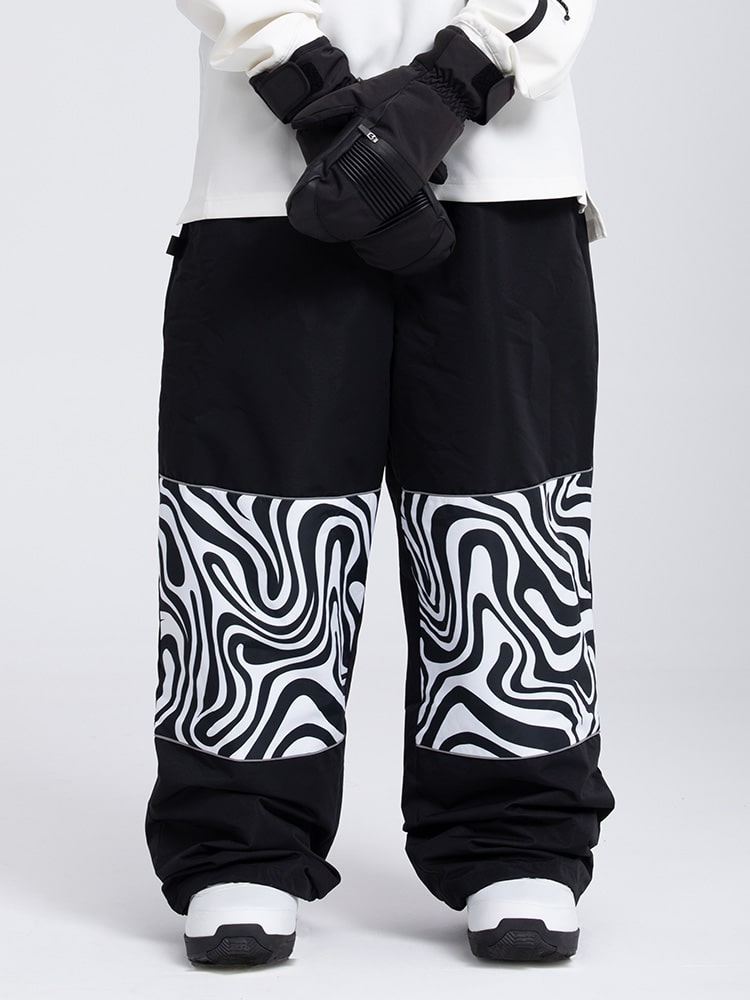 Women's Swaggy Knee Reflective Graphic Panel Cargo Baggy Snow Pants ...