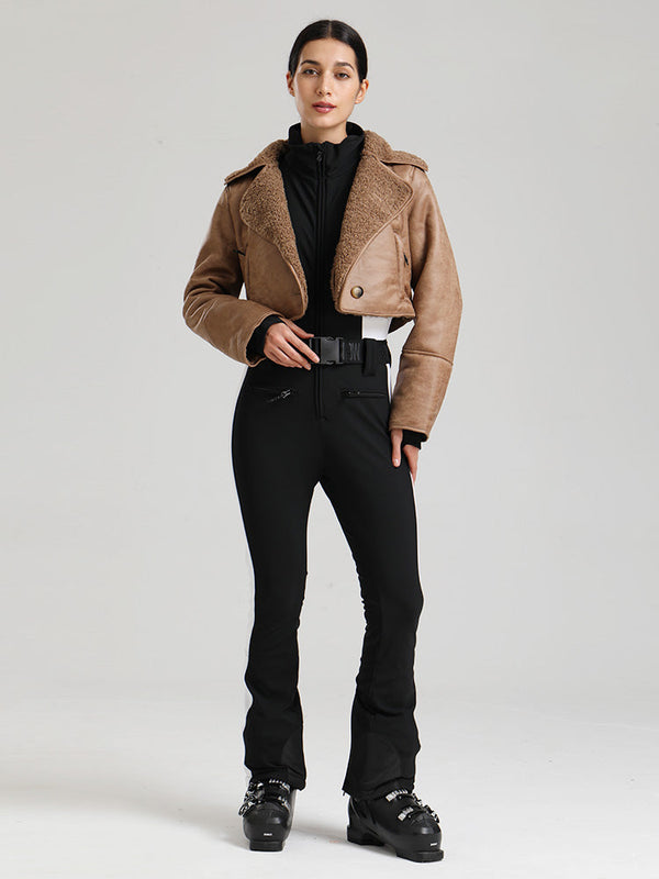 Women's Glacier Vogue Ski Jumpsuit & Fleece-Collar Faux-Leather Jacket