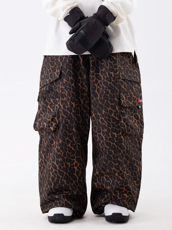 Women's Wild Soul Steeze ParkRider Multi-Pocket Utility Cargo Leopard Snow Pants