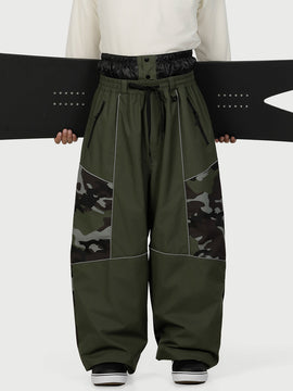 Men's Wild Motion Multi Pocket Reflective Colorblock Super Baggy Snow Pants