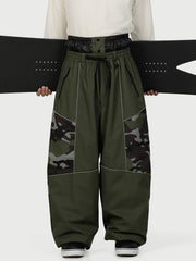 Men's Wild Motion Multi Pocket Reflective Colorblock Super Baggy Snow Pants