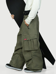 Men's Functional Street Utility Belt Cargo Multi Pocket Baggy Snow Pants