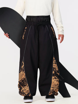 Men's Hyper Flux Color Graffiti Panel Reflective Line Jogger Baggy Snow Pants
