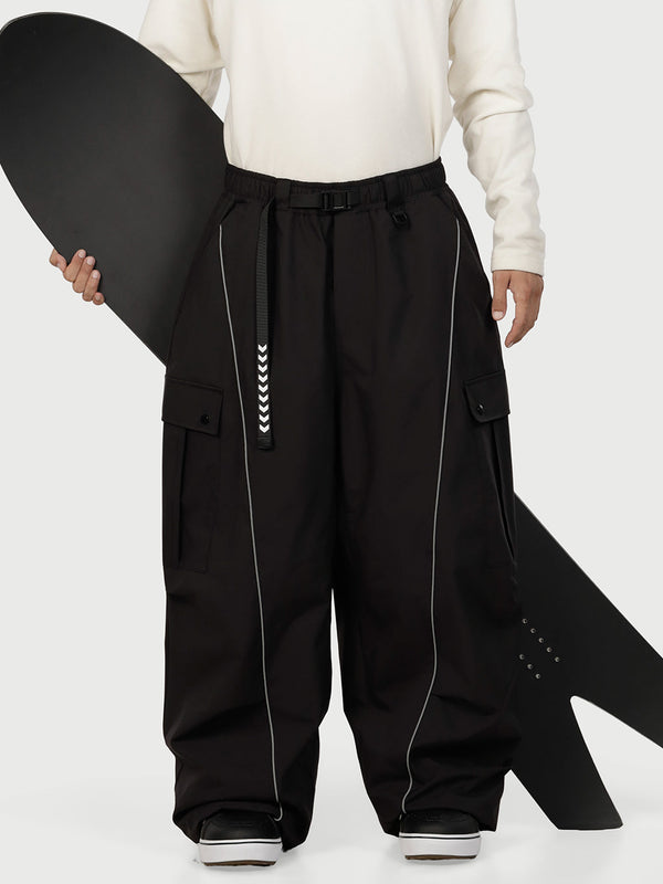 Men's Wild Motion Reflective Cargo Pockets Extra Baggy Snow Pants