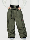 Women's Functional Street Utility Belt Cargo Multi Pocket Baggy Snow Pants