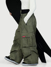 Women's Functional Street Utility Belt Cargo Multi Pocket Baggy Snow Pants