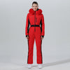 High Experience Women's Winter Fur Hood Chic One Piece Red Ski Jumpsuit