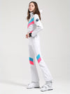 Women's Gsou Snow Retro Belted V Striped Flare Ski Suit