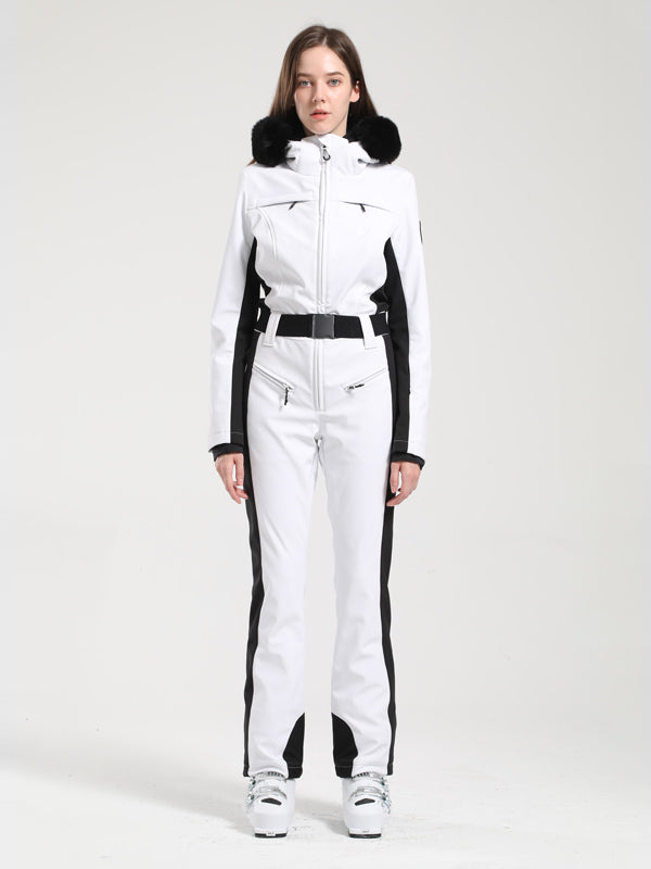 Women s Gsou Snow Classic Faux Fur Trim Flare Dawn Ski Suit